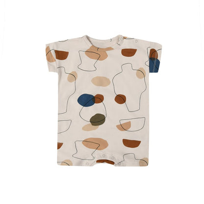Abstract Geometric Print Romper 幾何学 ロンパース【mh0013602】 Apricot Short Sleeve / 66cm Beitaoya 半袖Tシャツ