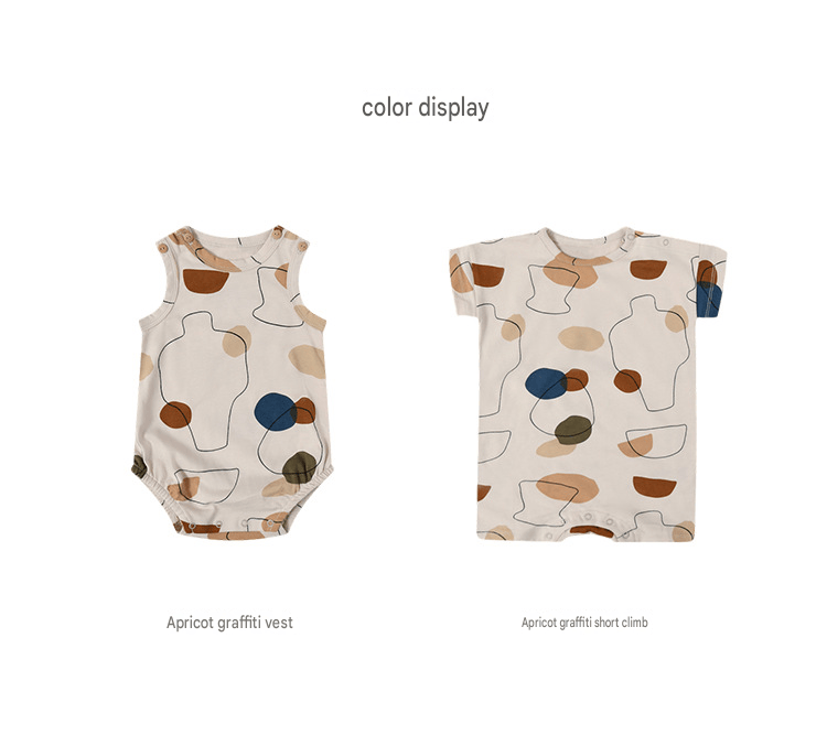 Abstract Geometric Print Romper 幾何学 ロンパース【mh0013602】 Beitaoya 半袖Tシャツ