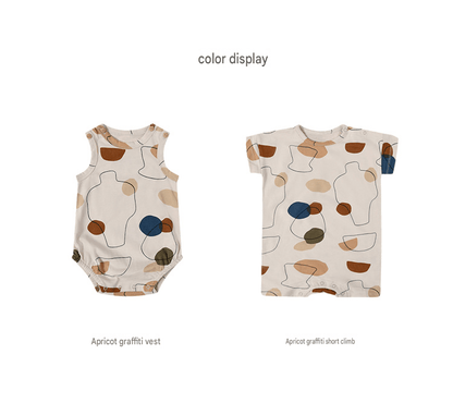 Abstract Geometric Print Romper 幾何学 ロンパース【mh0013602】 Beitaoya 半袖Tシャツ