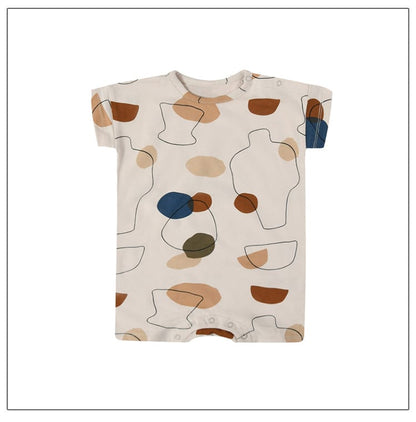 Abstract Geometric Print Romper 幾何学 ロンパース【mh0013602】 Beitaoya 半袖Tシャツ
