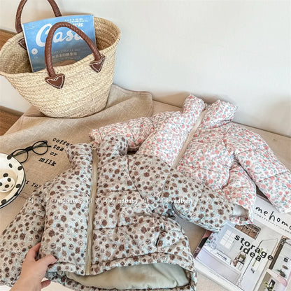 ショートコート・ジャケット・ジャンパー キッズアウター 中綿キルティングジャケット フラワー 花柄プリントコート 2カラー ガールズ 女の子 子供服【mh0003307】