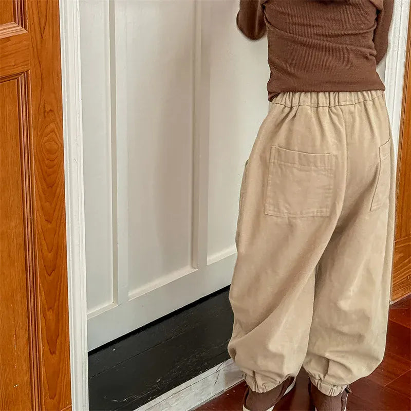 ロングパンツ・スウェットパンツ キッズパンツ レース刺繍 ルーズロングパンツ 2カラー【mh0006576】