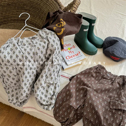 ロングパンツ・スウェットパンツ キッズパンツ フラワー花柄プリント カーゴパンツ 2カラー【mh0006587】
