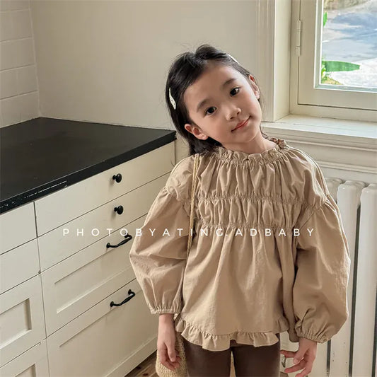 長袖シャツ・ブラウス キッズトップス 長袖スモックブラウス 2カラー【mh0006603】