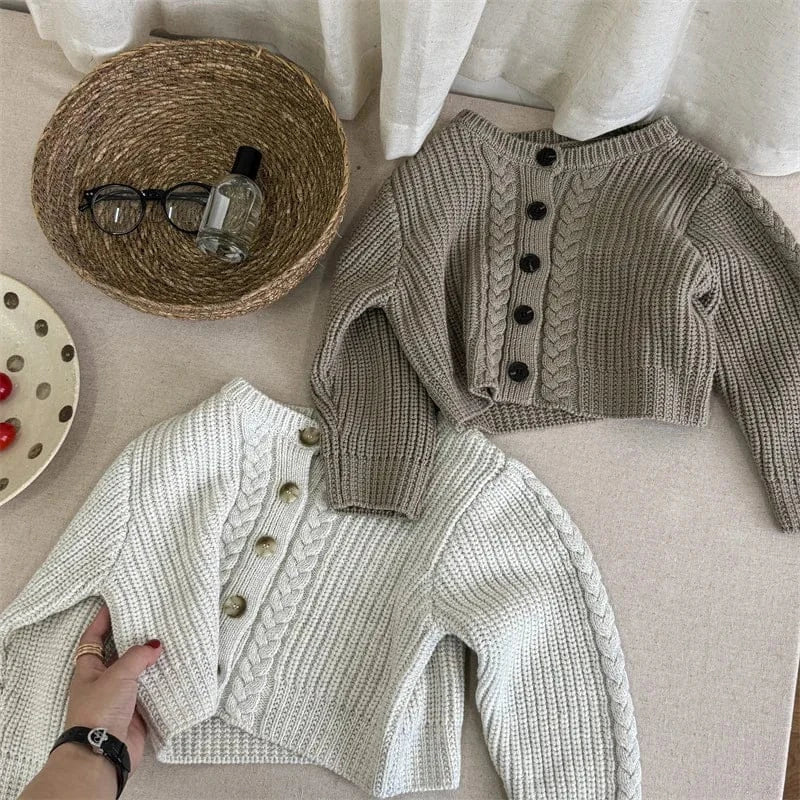 カーディガン・パーカー キッズカーディガン ニット ルーズジャケット 2カラー【mh0006604】