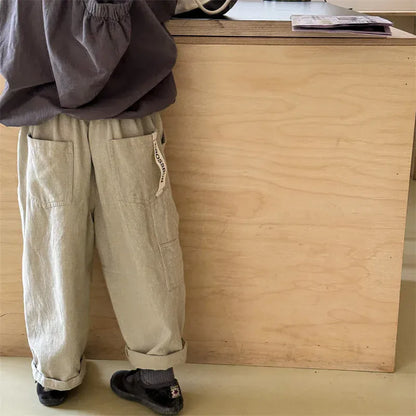 ロングパンツ・スウェットパンツ キッズパンツ ルーズロングパンツ レターロゴプリント 2カラー【mh0006605】