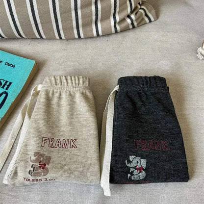 レギンスパンツ キッズパンツ レターロゴ象エレファント刺繍レギンスパンツ 2カラー【mh0006841】