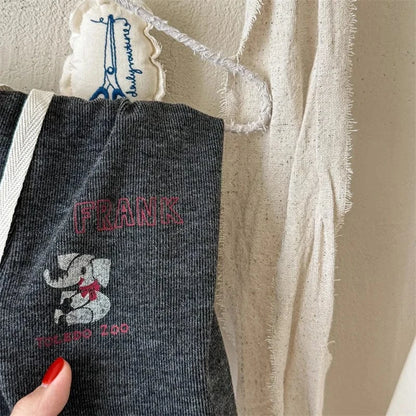 レギンスパンツ キッズパンツ レターロゴ象エレファント刺繍レギンスパンツ 2カラー【mh0006841】