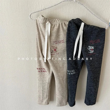 レギンスパンツ キッズパンツ レターロゴ象エレファント刺繍レギンスパンツ 2カラー【mh0006841】