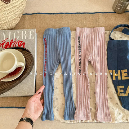 レギンスパンツ キッズパンツ サイドレターロゴプリントリブレギンスパンツ 2カラー【mh0006875】