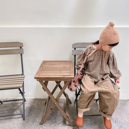 長袖シャツ・ブラウス キッズトップス フラワープリント長袖スモックチュニックブラウス 2カラー【mh0007488】