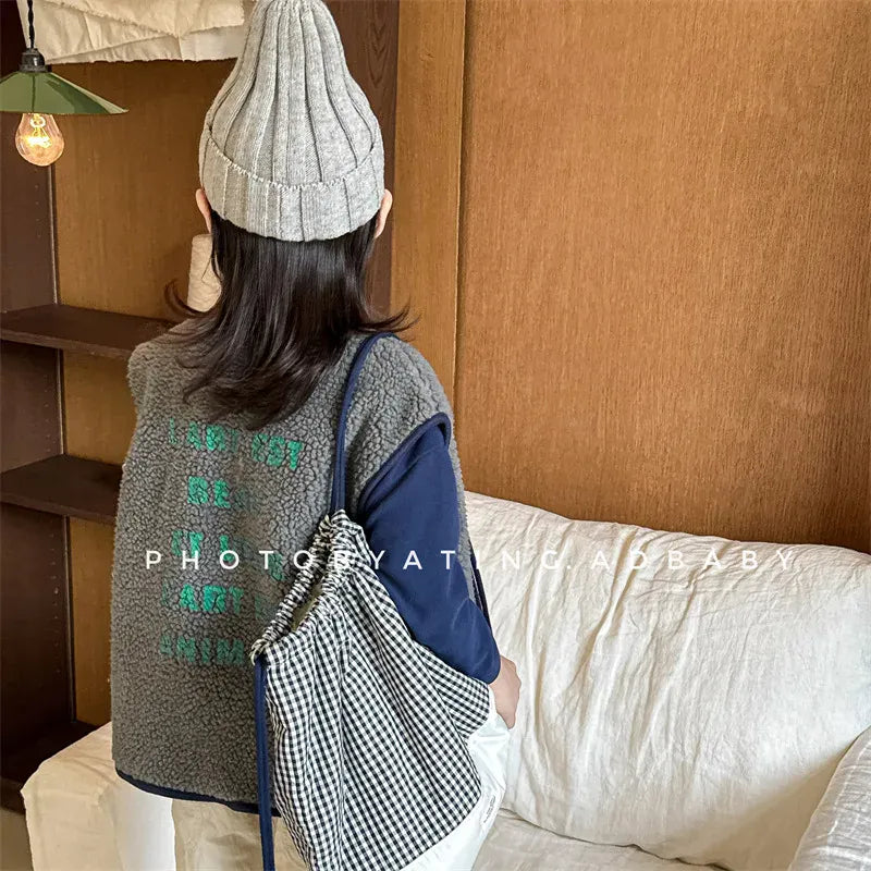 ベスト キッズベスト バックレターロゴボアフリースリバーシブルアウターベスト 2カラー【mh0007565】