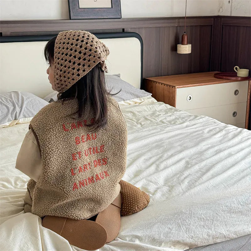 ベスト キッズベスト バックレターロゴボアフリースリバーシブルアウターベスト 2カラー【mh0007565】