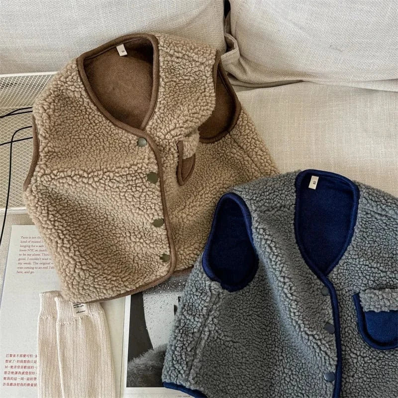 ベスト キッズベスト バックレターロゴボアフリースリバーシブルアウターベスト 2カラー【mh0007565】