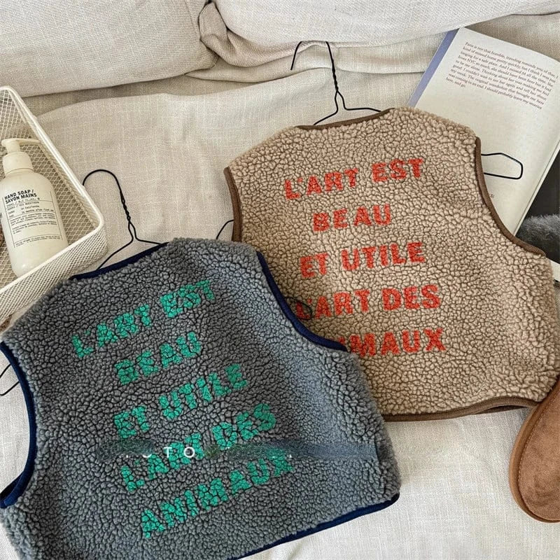 ベスト キッズベスト バックレターロゴボアフリースリバーシブルアウターベスト 2カラー【mh0007565】