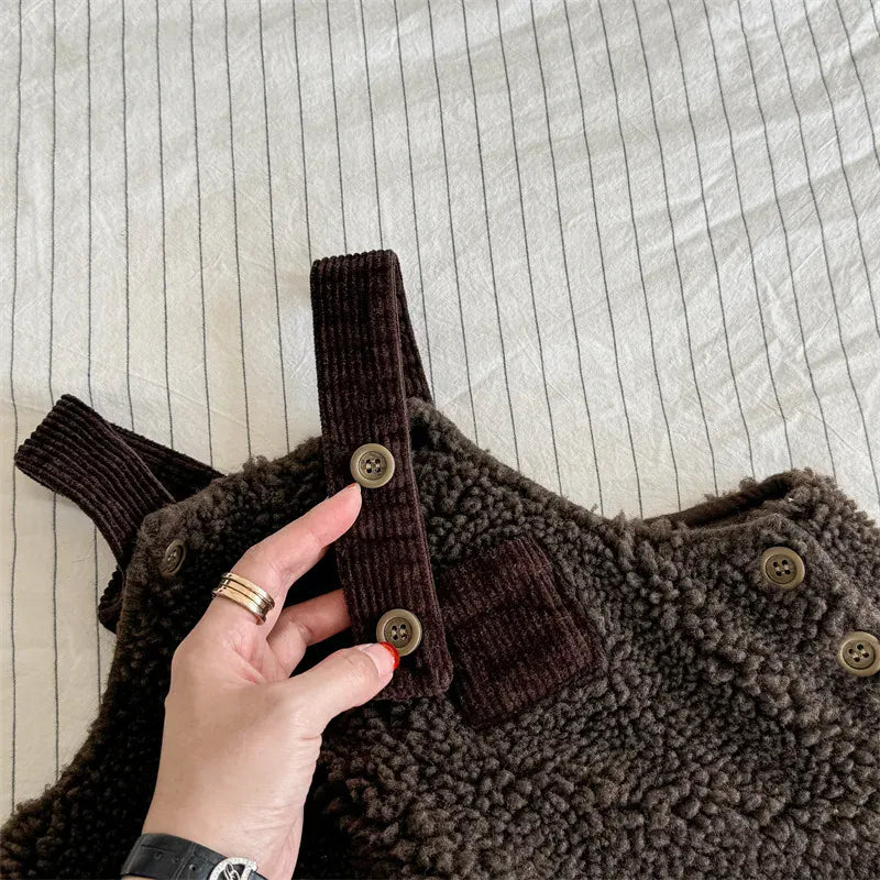 オーバーオール キッズサロペット ボアフリースワイドルーズサスペンダーオーバーオール 2カラー【mh0007566】