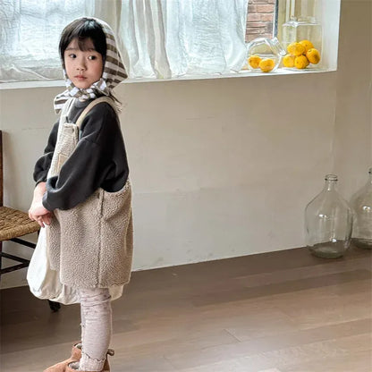 オーバーオール キッズサロペット ボアフリースワイドルーズサスペンダーオーバーオール 2カラー【mh0007566】