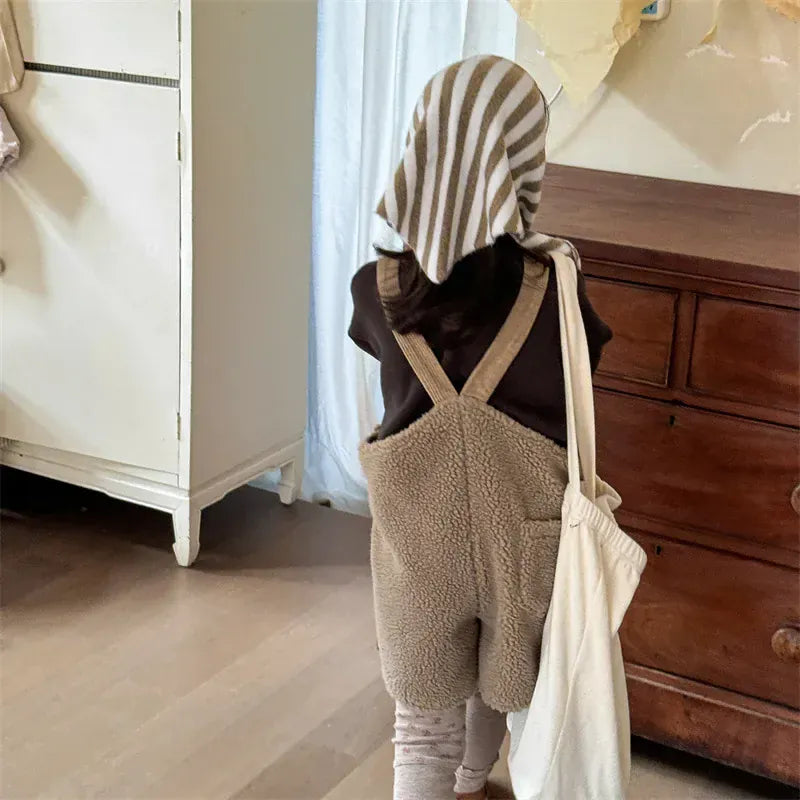 オーバーオール キッズサロペット ボアフリースワイドルーズサスペンダーオーバーオール 2カラー【mh0007566】