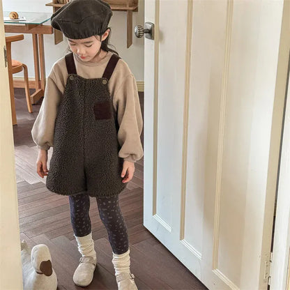 オーバーオール キッズサロペット ボアフリースワイドルーズサスペンダーオーバーオール 2カラー【mh0007566】