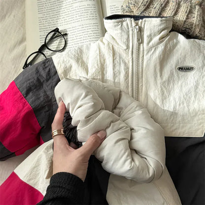 長袖セットアップ キッズセットアップ 2点セット パッチワークパデッドスタンドカラージップアップジャケット+スポーツロングパンツ【mh0008319】