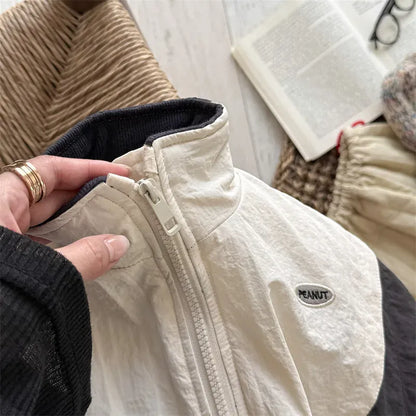 長袖セットアップ キッズセットアップ 2点セット パッチワークパデッドスタンドカラージップアップジャケット+スポーツロングパンツ【mh0008319】