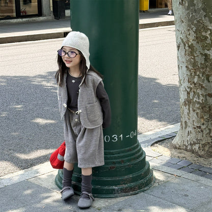 ノースリーブセットアップ トグルボタンノースリーブベストジャケット+ハーフパンツセットアップ 2点セット【mh0010640】