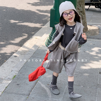 ノースリーブセットアップ トグルボタンノースリーブベストジャケット+ハーフパンツセットアップ 2点セット【mh0010640】