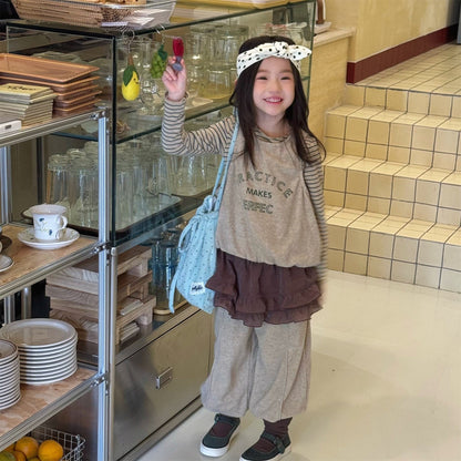 ノースリーブセットアップ ロゴ入りクロップドベスト+スウェットパンツセットアップ 2点セット【mh0010916】