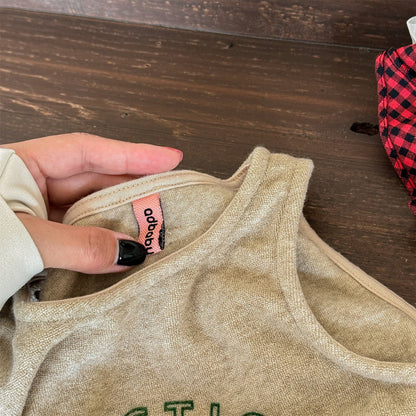 ノースリーブセットアップ ロゴ入りクロップドベスト+スウェットパンツセットアップ 2点セット【mh0010916】