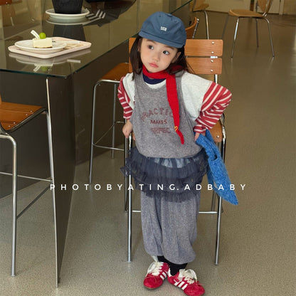 ノースリーブセットアップ ロゴ入りクロップドベスト+スウェットパンツセットアップ 2点セット【mh0010916】