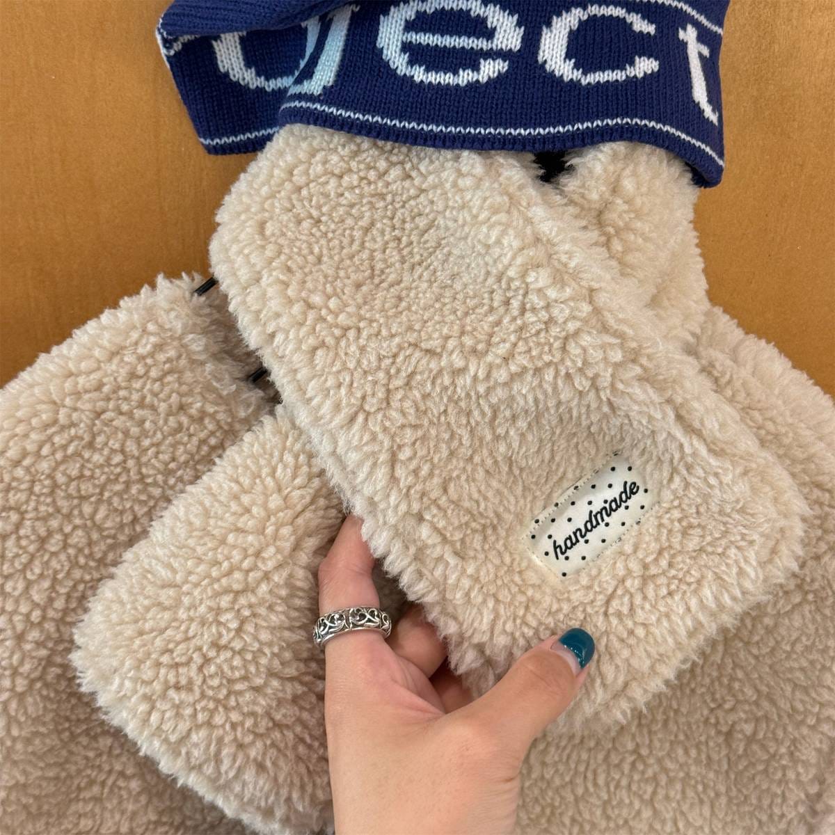 ショートコート・ジャケット・ジャンパー シープボアジャケット 2点セット もこもこアウター ビッグポケット マフラーセット【mh0011408】