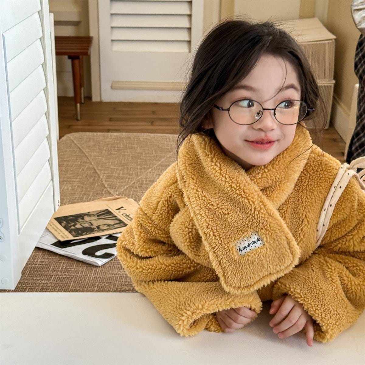 ショートコート・ジャケット・ジャンパー シープボアジャケット 2点セット もこもこアウター ビッグポケット マフラーセット【mh0011408】