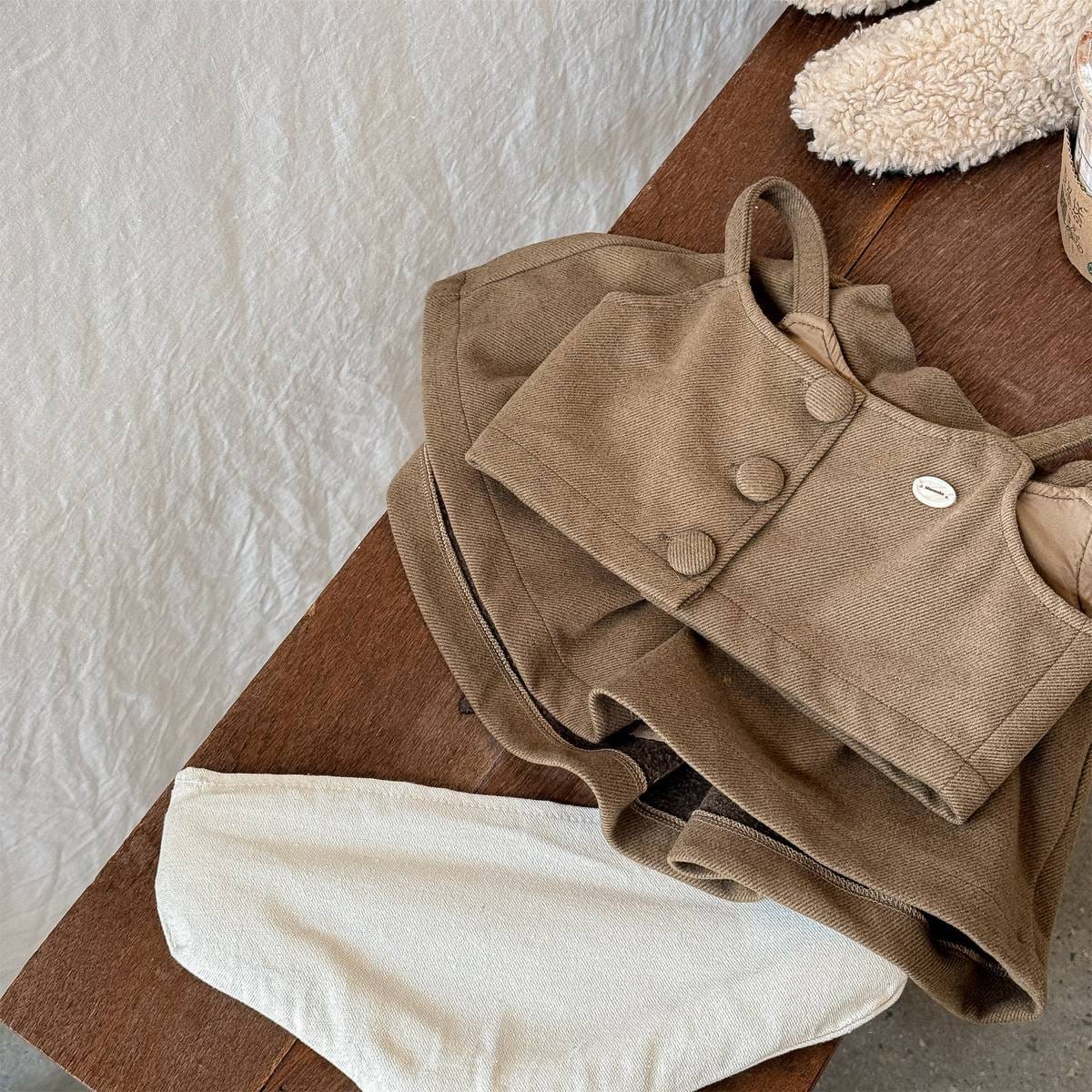 ノースリーブセットアップ キャミソールトップス+スカートセットアップ 2点セット ウール調素材【mh0011413】