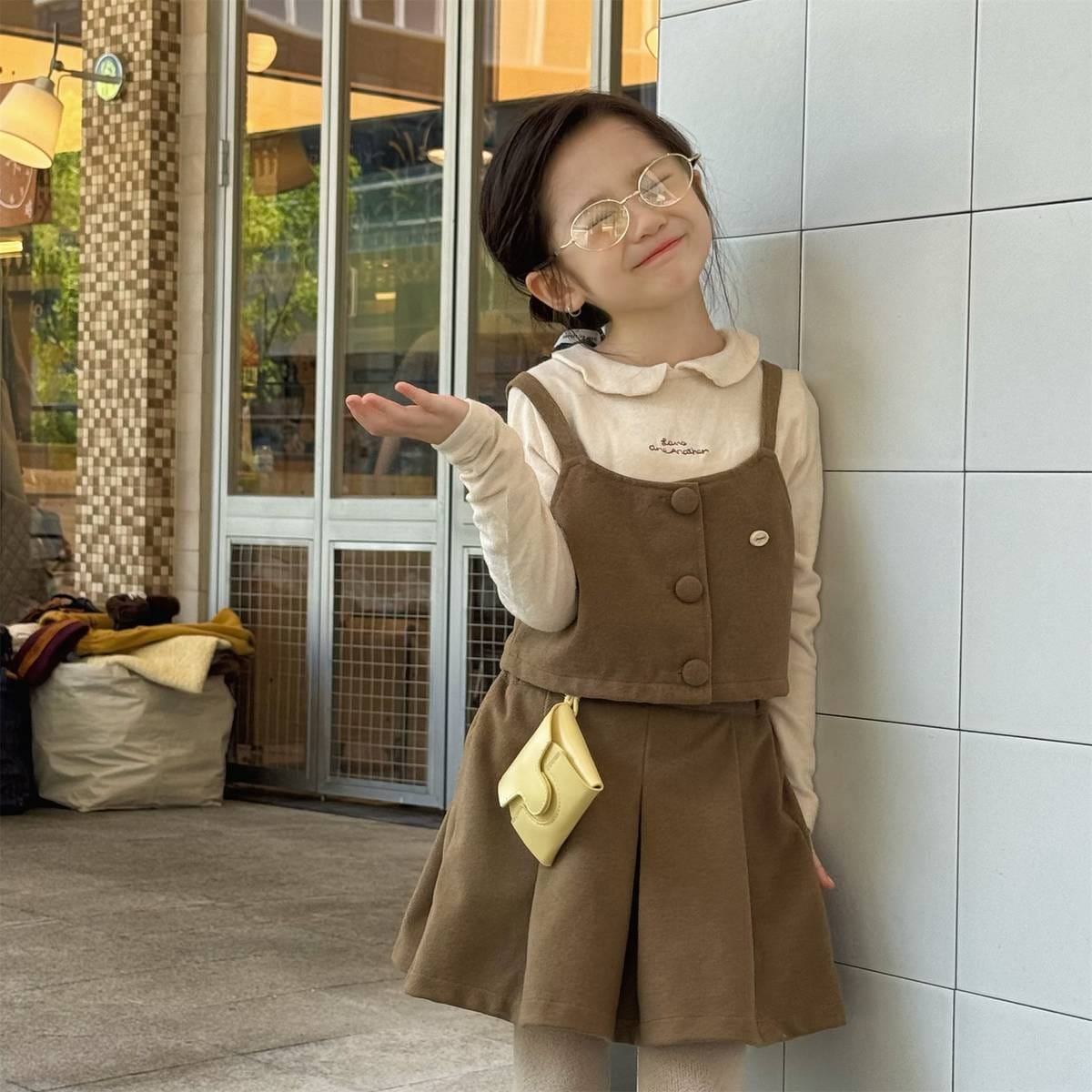 ノースリーブセットアップ キャミソールトップス+スカートセットアップ 2点セット ウール調素材【mh0011413】