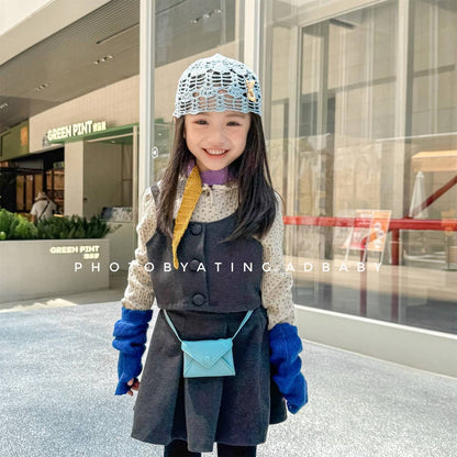 ノースリーブセットアップ キャミソールトップス+スカートセットアップ 2点セット ウール調素材【mh0011413】