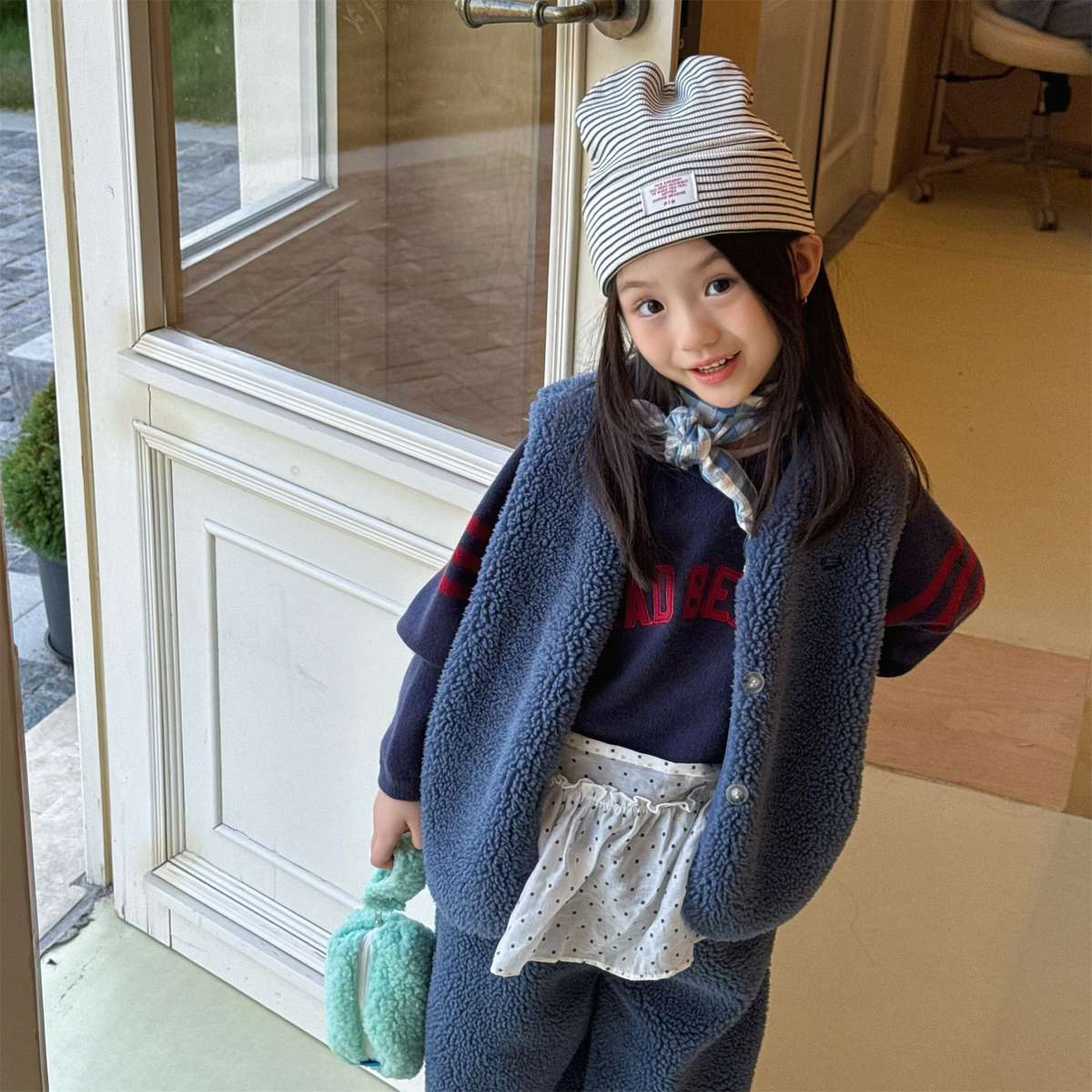 ノースリーブセットアップ シープボアベスト+ロングパンツ 2点セット もこもこセットアップ【mh0011433】