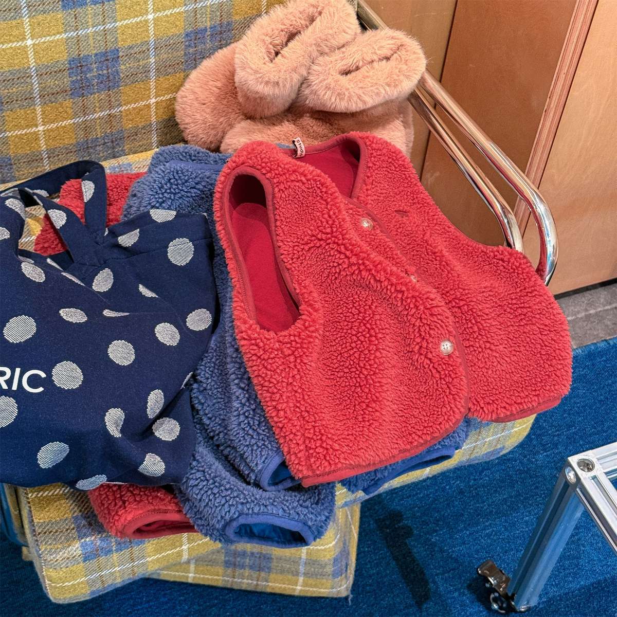 ノースリーブセットアップ シープボアベスト+ロングパンツ 2点セット もこもこセットアップ【mh0011433】