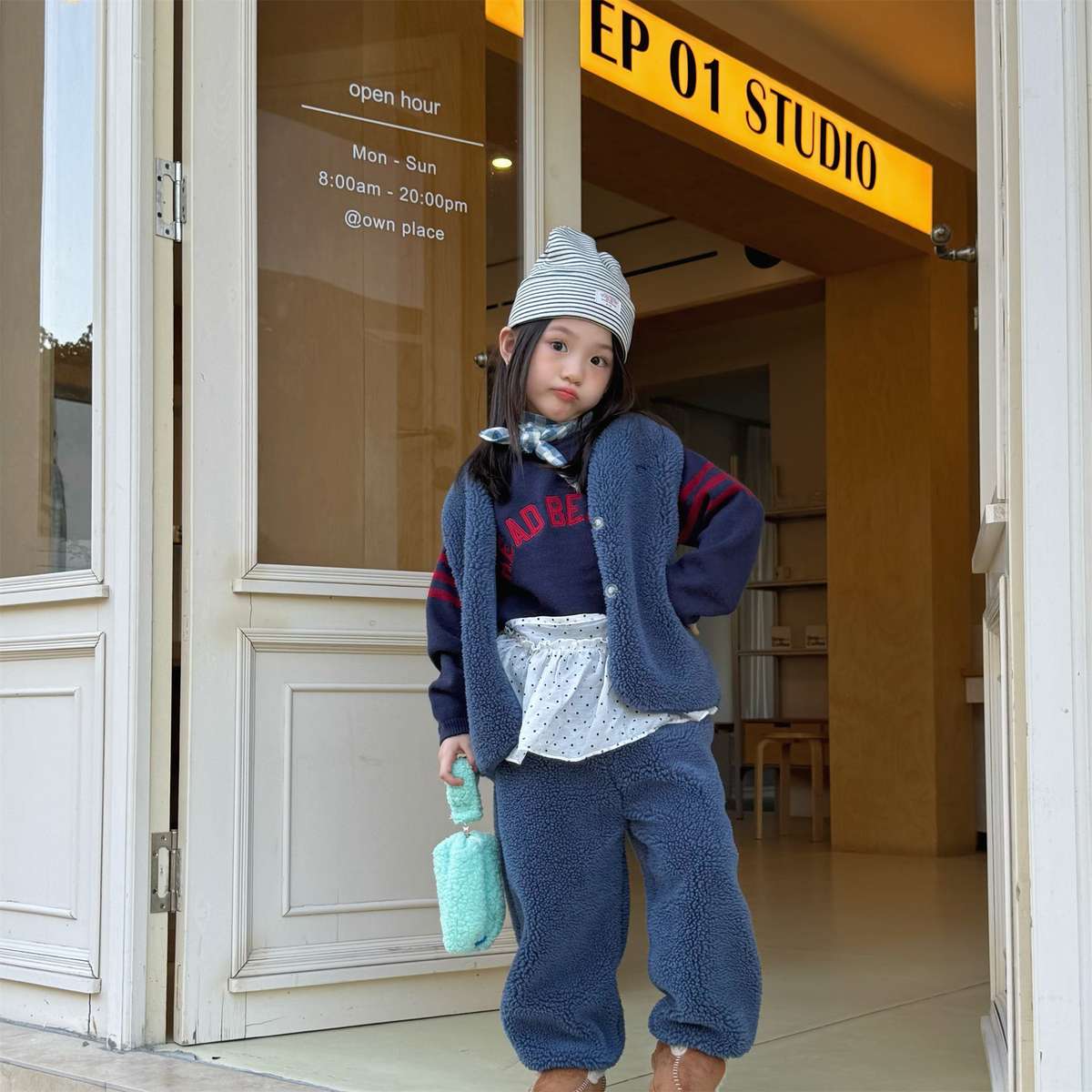 ノースリーブセットアップ シープボアベスト+ロングパンツ 2点セット もこもこセットアップ【mh0011433】