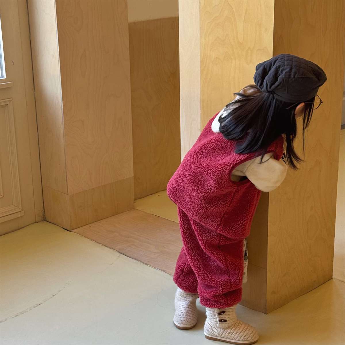 ノースリーブセットアップ シープボアベスト+ロングパンツ 2点セット もこもこセットアップ【mh0011433】