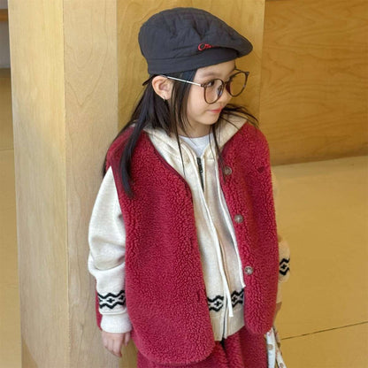 ノースリーブセットアップ シープボアベスト+ロングパンツ 2点セット もこもこセットアップ【mh0011433】