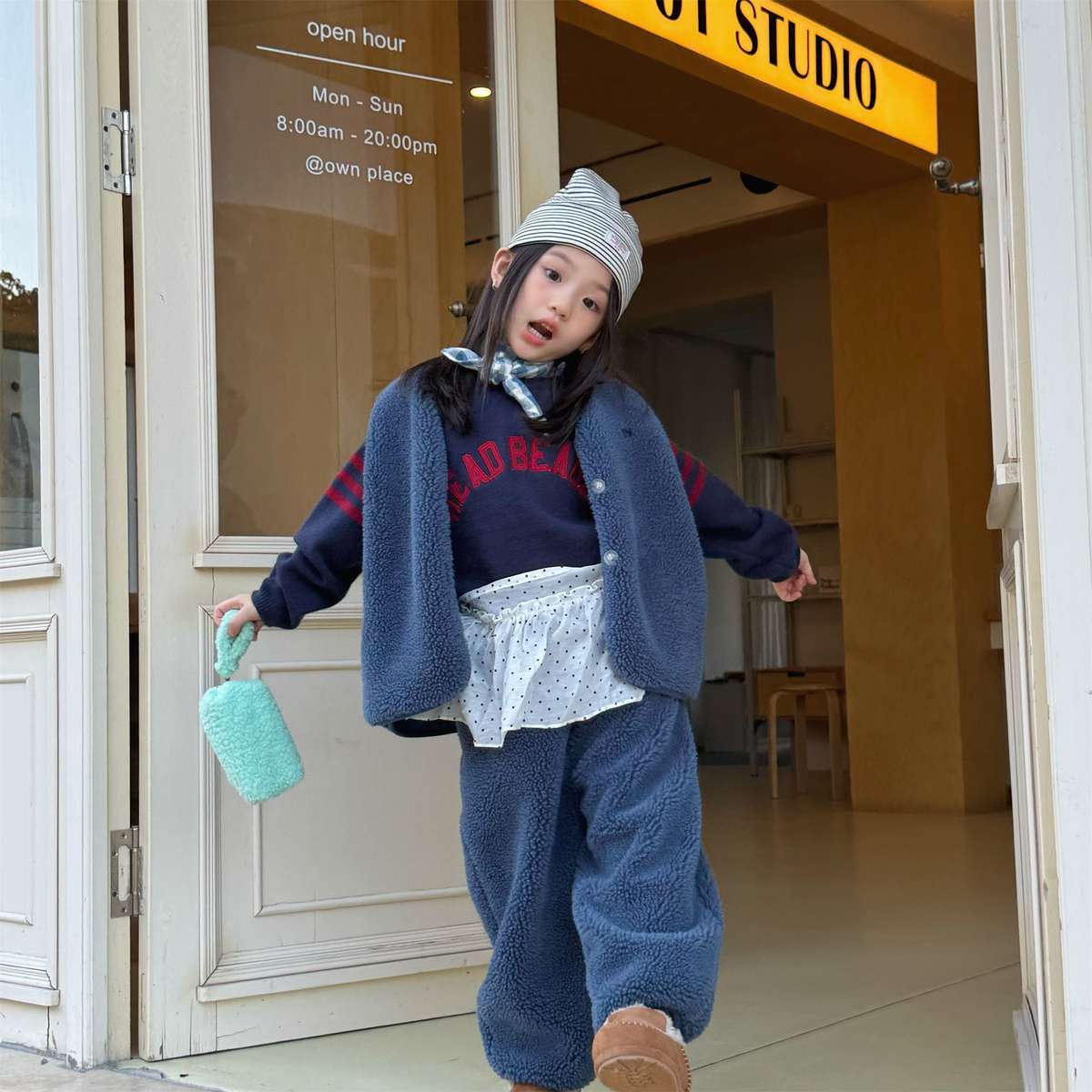 ノースリーブセットアップ シープボアベスト+ロングパンツ 2点セット もこもこセットアップ【mh0011433】