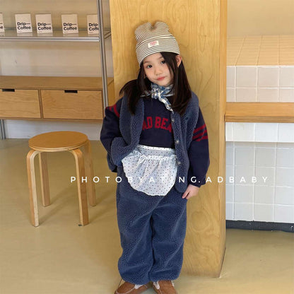 ノースリーブセットアップ シープボアベスト+ロングパンツ 2点セット もこもこセットアップ【mh0011433】