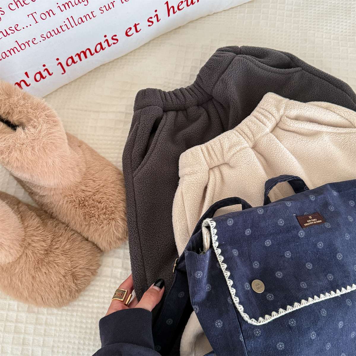 長袖セットアップ 長袖フリースジャケット+ロングパンツ 2点セット もこもこセットアップ【mh0011434】