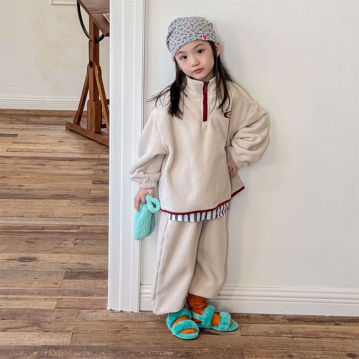 長袖セットアップ 長袖フリースジャケット+ロングパンツ 2点セット もこもこセットアップ【mh0011434】