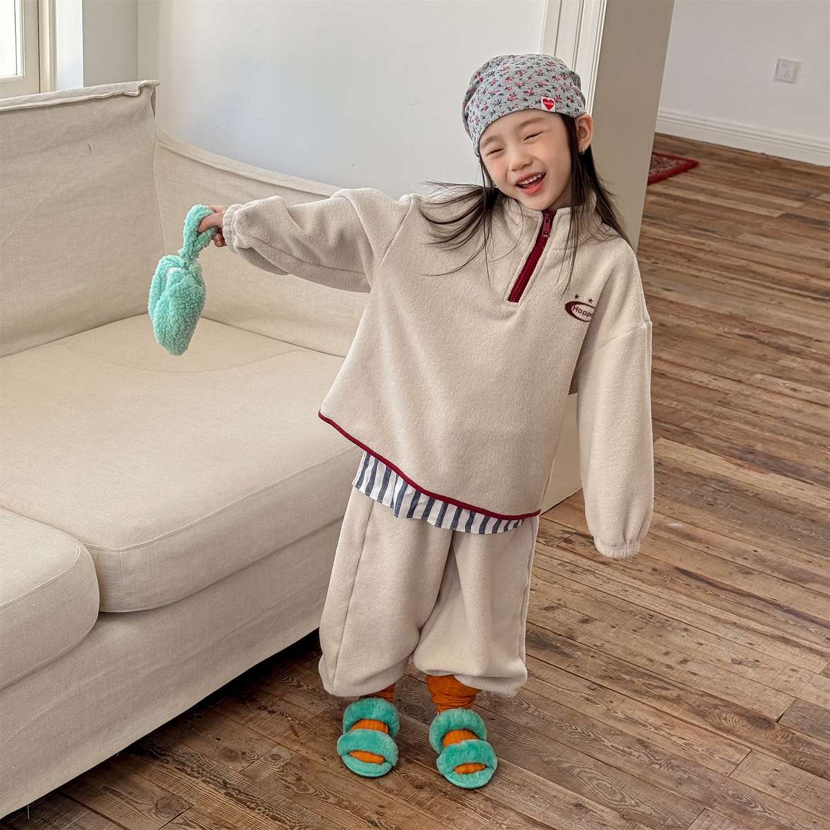 長袖セットアップ 長袖フリースジャケット+ロングパンツ 2点セット もこもこセットアップ【mh0011434】