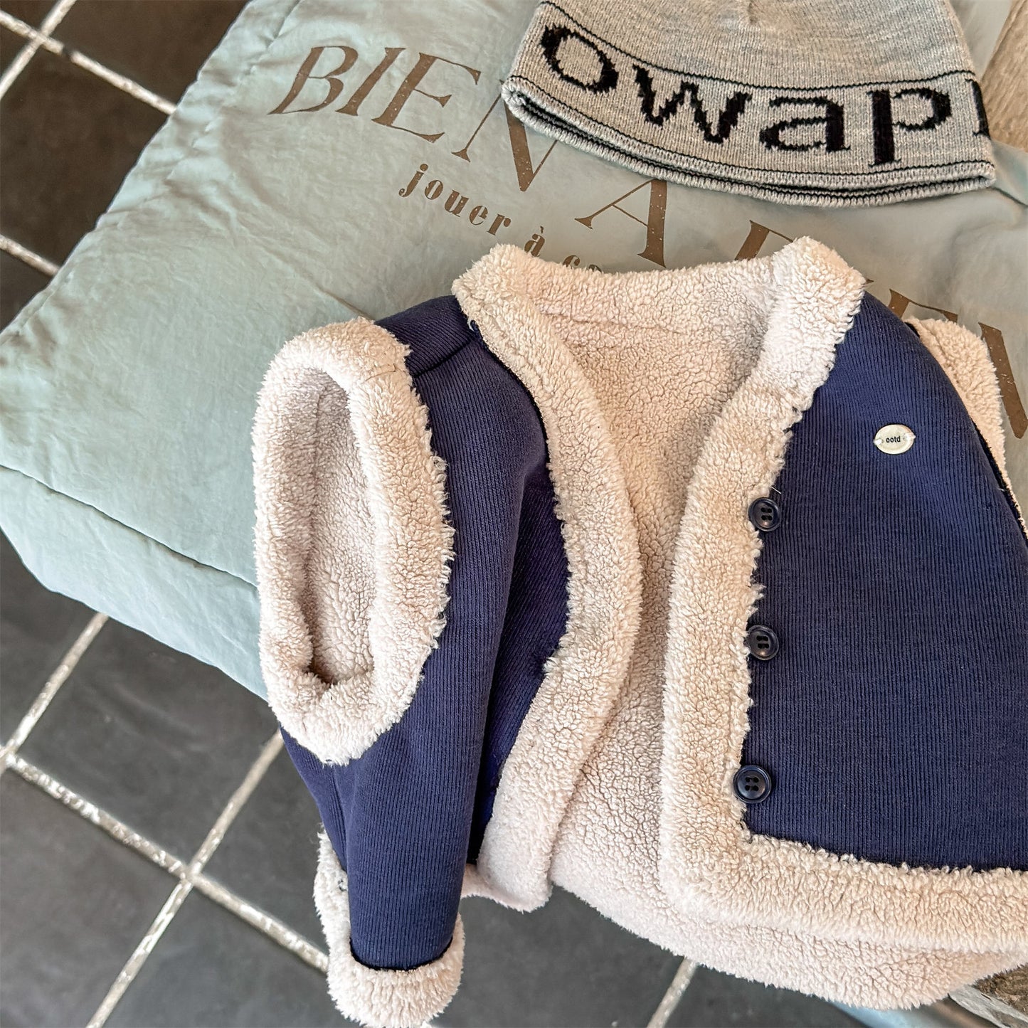 ノースリーブセットアップ 裏ボアセットアップ 2点セット ベスト+ショートパンツ【mh0011906】