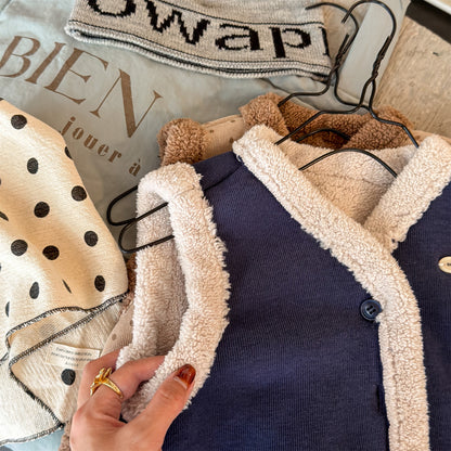 ノースリーブセットアップ 裏ボアセットアップ 2点セット ベスト+ショートパンツ【mh0011906】