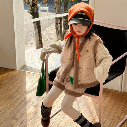 ノースリーブセットアップ 裏ボアセットアップ 2点セット ベスト+ショートパンツ【mh0011906】