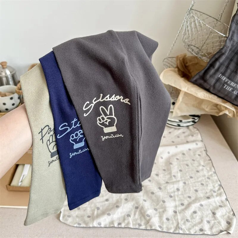 レギンスパンツ キッズ レギンスパンツ プリントロゴ アプリコット ダークグレー ブルー 3カラー ユニセックス 男の子 女の子 子供服【mh0003006】