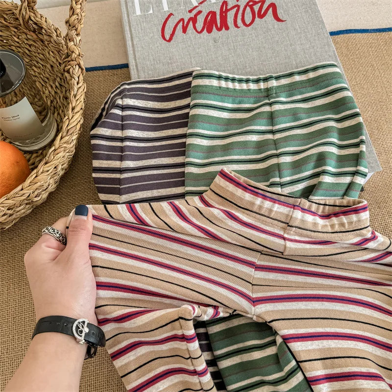 レギンスパンツ キッズパンツ ボーダー柄レギンスパンツ 3カラー【mh0003949】